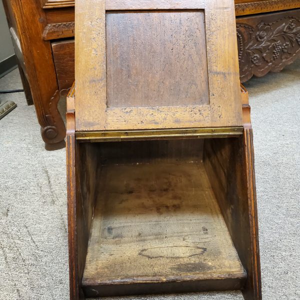 Antique Wooden Coal Box With Brass Shovel - Princessantiques.net