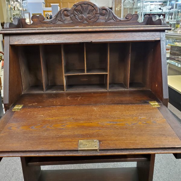 antique fall front desk galleried top