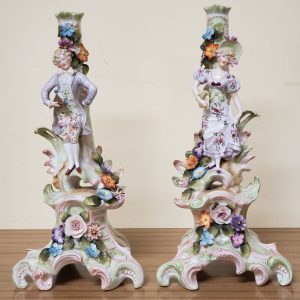 Antique Porcelain German Candle Holders