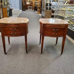 Antique Marble Top Mahogany Nightstands/Side Tables