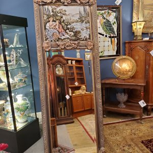 Vintage Trumeau Style Mirror With Tapestry