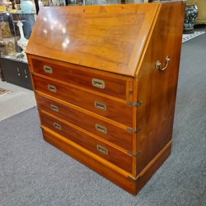 Vintage Campaign Drop Front Desk / Secretary