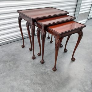 Mahogany Chippendale Style Ball and Claw Nesting Tables / Stacking Tables