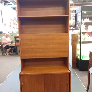 Mid Century Modern Drop Front Desk / Bookcase
