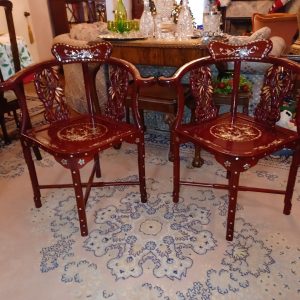Chinese Rosewood Mother of Pearl Armchairs