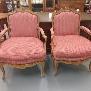 French Louis XV Style Bergere Chairs (Pair)