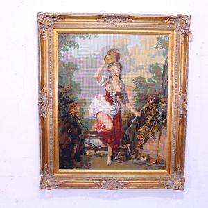 J B Huet Paris Large Needlepoint in Ornate Frame