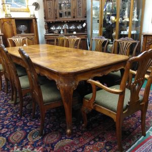 Antique Chippendale Dining Table & Ten Chairs