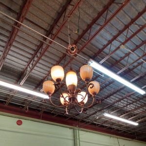 Vintage glass shade chandelier