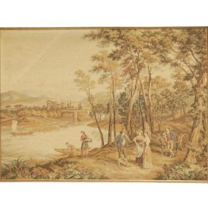 Framed Large Rococo Style European Tapestry