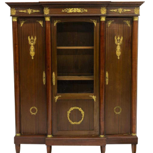 Antique Empire Style French Mahogany Bookcase