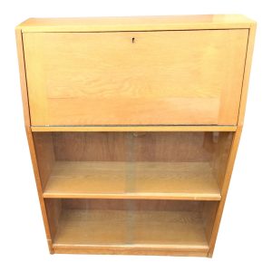 Mid Century Modern Light Yellow Secretary Bookcase