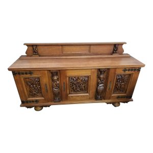 Traditional Village Scene Carved Sideboard